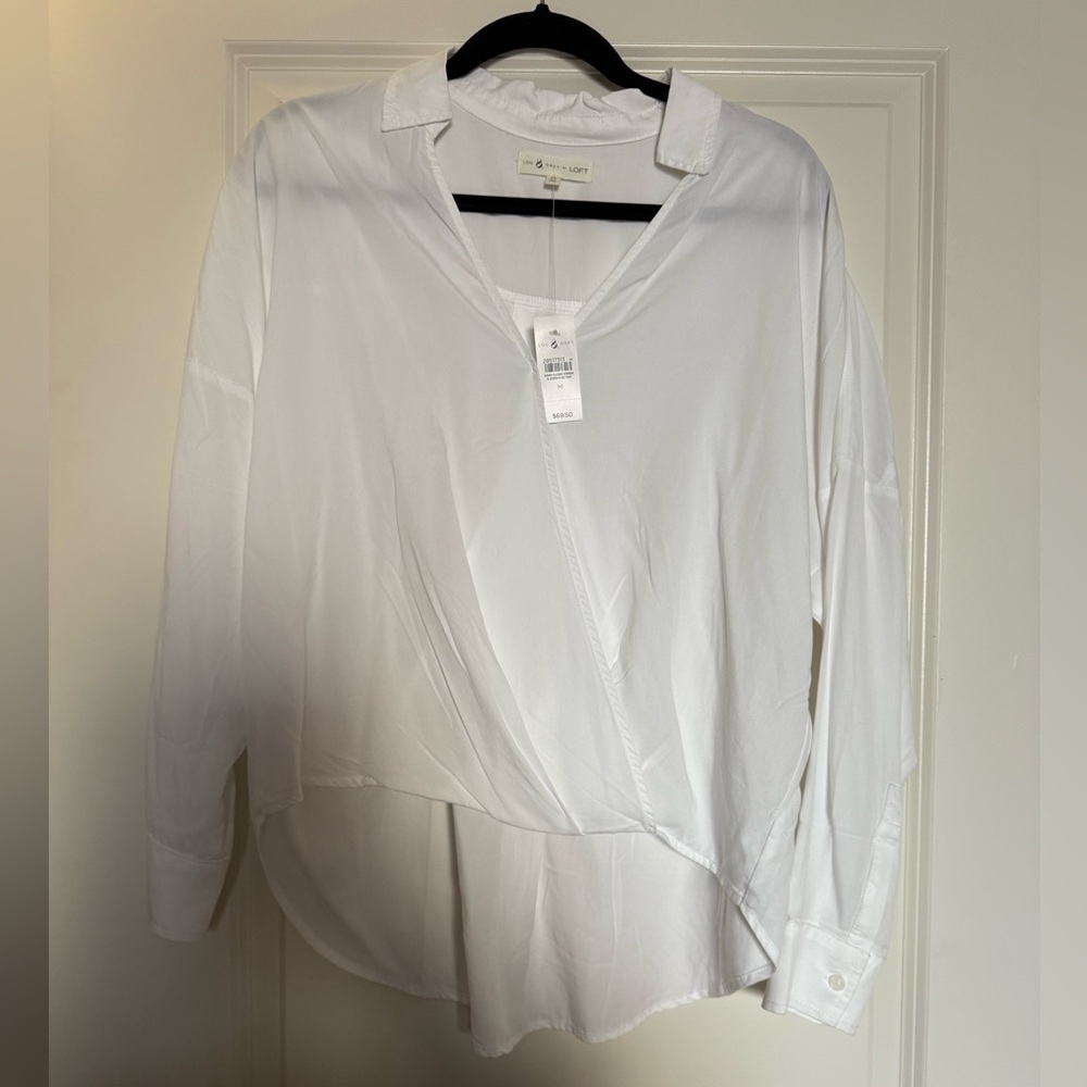 Lou and Grey Collared Oversized V-Neck Top